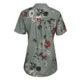 thumbnail image 5 of DYMADE Women Short Sleeve Stand-Up Collar Pullover Tops Floral Print Basic Blouse, 5 of 5