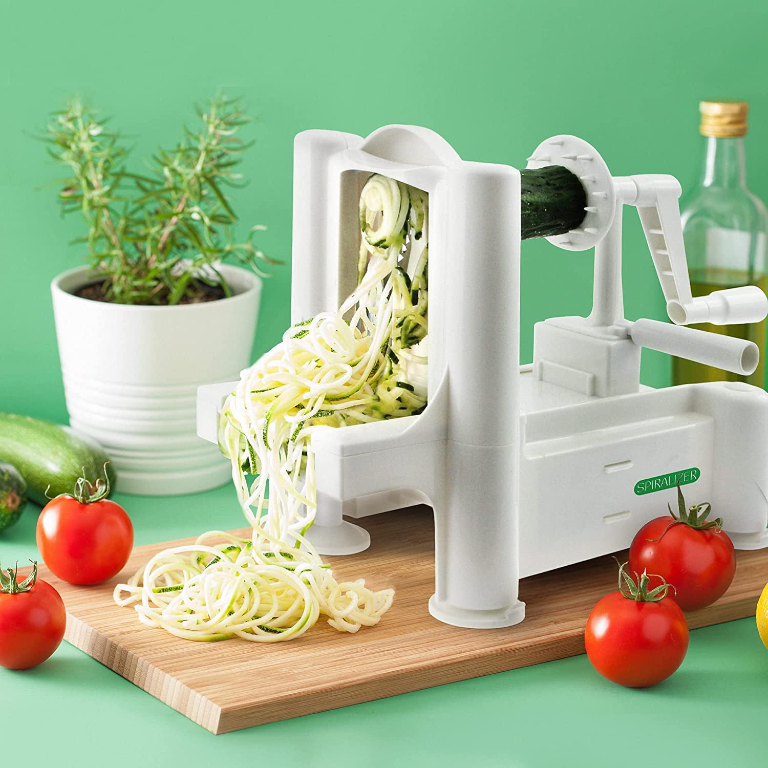 WellToBe 6-Blade Vegetable Spiralizer Spiral Slicer Veggie Pasta Spaghetti Maker for Healthy Low Carb/Paleo/Gluten - 304 Food Stainless Steel Body