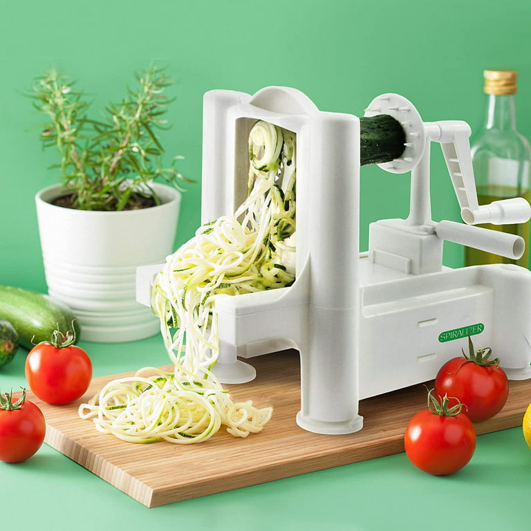 Spiralizer 5-Blade Vegetable Slicer - Strongest and Heaviest Spiral Slicer  - Veggie Pasta Spaghetti Maker - Apple Potato Zucchini Slicer for Keto