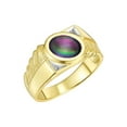 thumbnail image 3 of RYLOS Men's Rings 14K Yellow Gold Cabochone Gemstone & Diamond Designer Alexandrite Rings For Men Size 9, 3 of 7