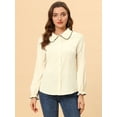 thumbnail image 2 of INSPIRE CHIC Women's Sweet Ruffle Peter Pan Collar Button Up Work Shirts, 2 of 5