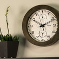 thumbnail image 6 of Equity by La Crosse 29005 10" Indoor/Outdoor Analog Quartz Temp and Humidity Wall Clock, Brown, 6 of 9