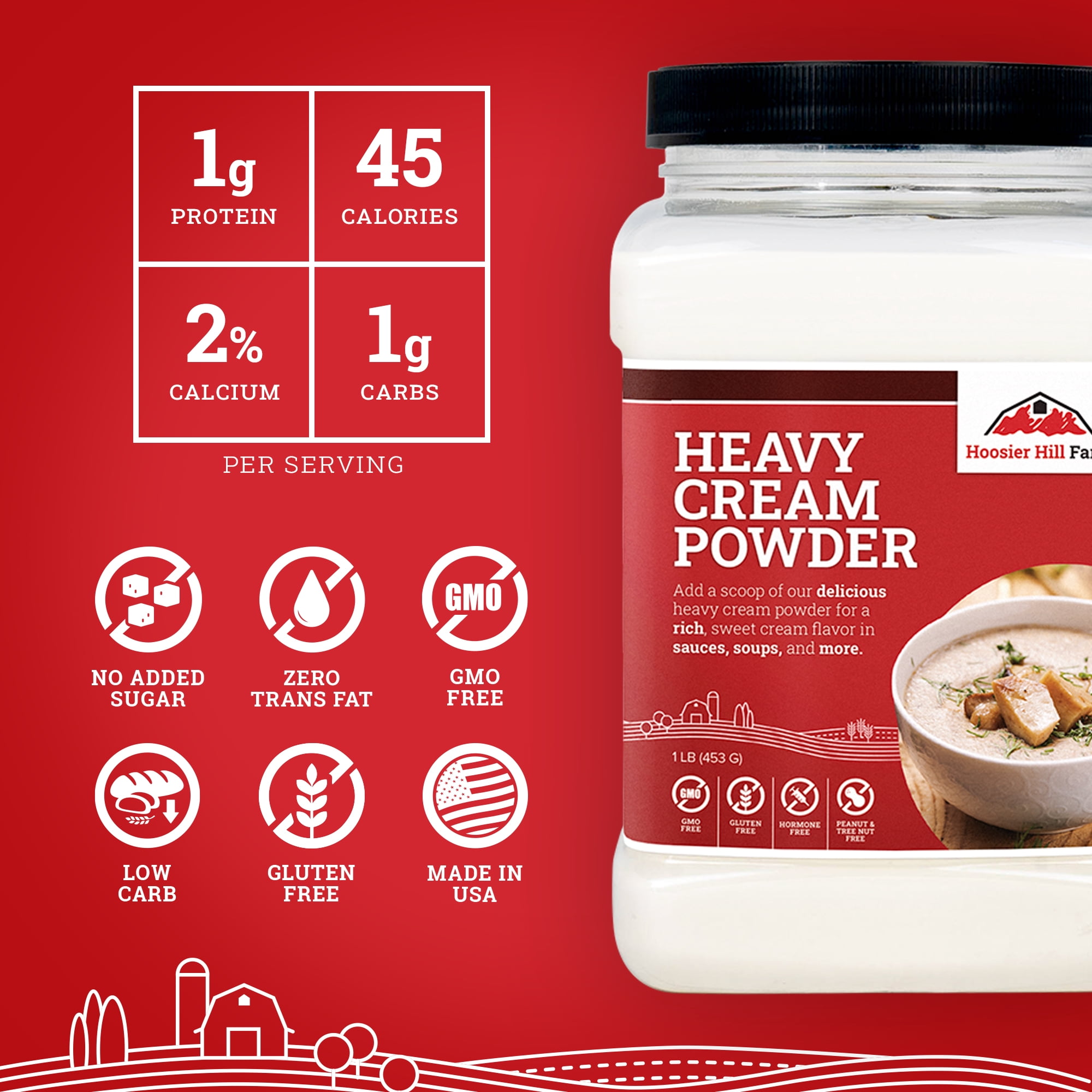 Hoosier Hill Farm Heavy Cream Powder, 1 lb Jar