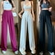 thumbnail image 2 of Pantalones de pierna ancha para mujer, de verano, finos, de cintura alta, colgantes, adelgazantes, rectos, pantalones de traje cortos casuales, combinables con todo, 2 of 6