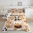 thumbnail image 2 of Castle Fairy Kawaii Animal Panda 3 Pieces Queen Comforter Set for Children Teens Adults,Oriental Food Bubble Tea Ultra Soft Bedding Sets,Black Brown Bedding Comforter Set Breathable, 2 of 8