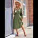 thumbnail image 4 of Vestido Mini de Larga con Escote en V para Mujer, Corte A, Cintura Alta, Informal, Fluido, Ideal para Invitadas A Cócteles y Bodas. Verde L, 4 of 9