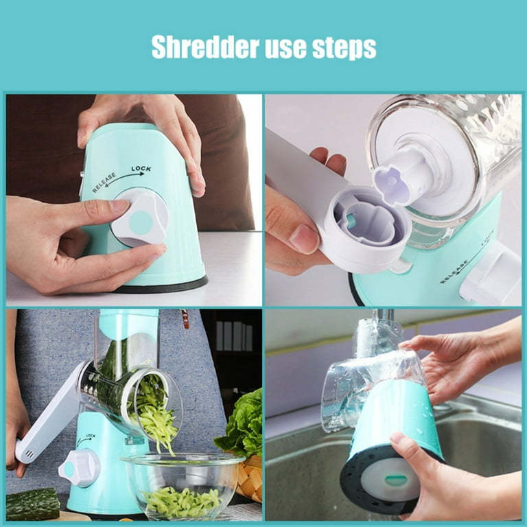 Crowdstage Multifunctional Slicer Grinder,Vegetable Chopper,Nut Cheese  Shredder,Cabbage Veggie Cutter with Round Graters Kitchen Chopping  Tool(Blue)