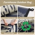 thumbnail image 4 of SIXHOME Outdoor Rug 9'x12' Waterproof Reversible Patio Rug Boho Geometric Indoor Outdoor Rugs Lightweight Plastic Straw Ourdoor Carpet for RV Camping Deck Balcony Modern Porch Decor Blue, 4 of 7