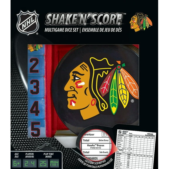 MasterPieces Officially Licensed NHL Chicago Blackhawks Shake N' Score Dice Game for Age 6 and Up