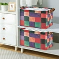 thumbnail image 2 of Yayeee Foldable Storage Basket for Shelves with Handles Set of 2 Waterproof Cloth Bins, Red and Purple Plaid Pattern, 2 of 7