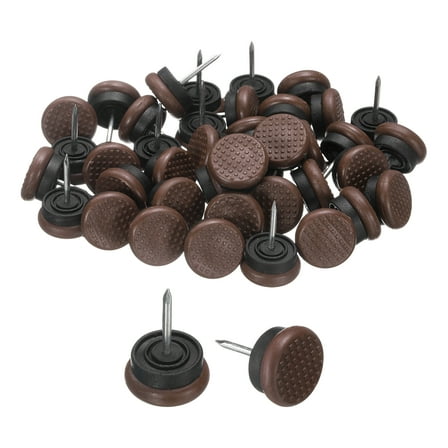 Uxcell 50 Pcs Nail-on Furniture Sliders, 3/4"(19mm)Plastic Round Anti-slip Pads, Brown