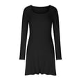 thumbnail image 3 of Oplxuo Sweater Dresses for Women Elegant Scoop Neck Long Sleeve Pullover Casual Knitted A-Line Mini Dress, 3 of 5