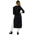 thumbnail image 7 of Bimba Women Button Down Black Rayon Kurta Kurti Formal Tunic Blouse 3/4 Sleeve, 7 of 7