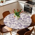 thumbnail image 2 of Purple Pastoral Flowers Elastic Fitted Round Table Cover Farmhouse Floral Waterproof Outdoor Tablecloth for Holiday Party, Picnic, Patio & Dining Fits Tables Up to 55"-60", 2 of 8