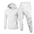 thumbnail image 6 of yuCgh Men's Two-Piece Hoodie Sweatshirt and Jogging Pants Tracksuit Set for Casual Sports and Athletic Wear, Comfortable Lounge Outfit for Outdoor Activities and Everyday Use,White 2XL, 6 of 6