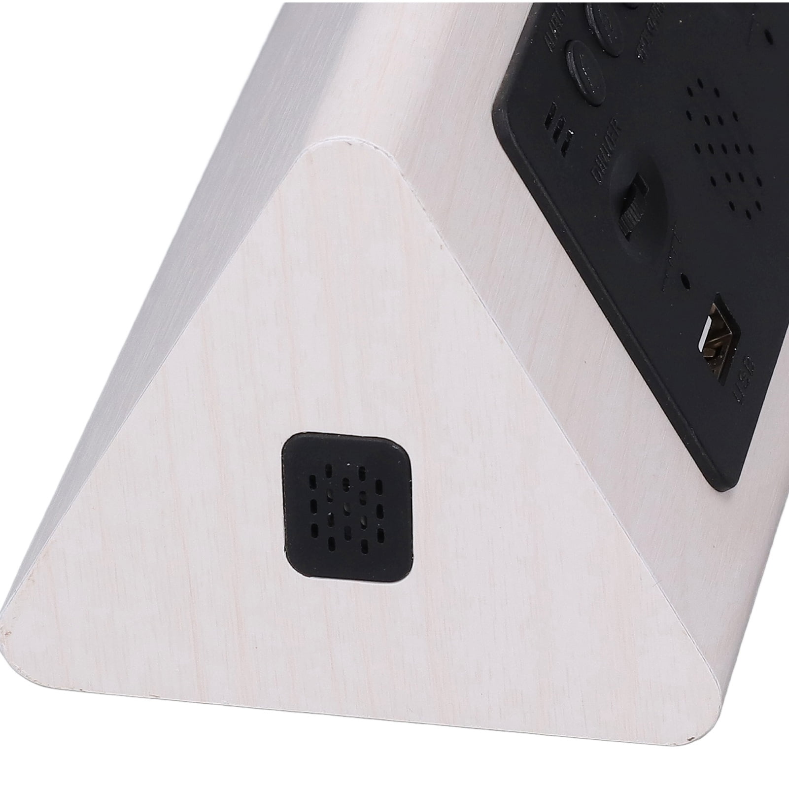 Riousery LED Digital Alarm Clock Multipurpose Wooden Voice Control Temperature Humidity Display 6.69 inches / 17 cm (White Wood)