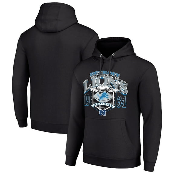 Men's Starter Black Detroit Lions 80s Retro Pullover Hoodie