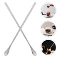 thumbnail image 3 of 1 juego de 4 cucharas de acero inoxidable de mango largo para mezclar cucharas de café (plata), 3 of 5
