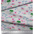 thumbnail image 2 of Soimoi Grey Velvet Fabric Palm Tree,Crab & Fish Ocean Decor Fabric Printed Yard 58 Inch Wide, 2 of 3