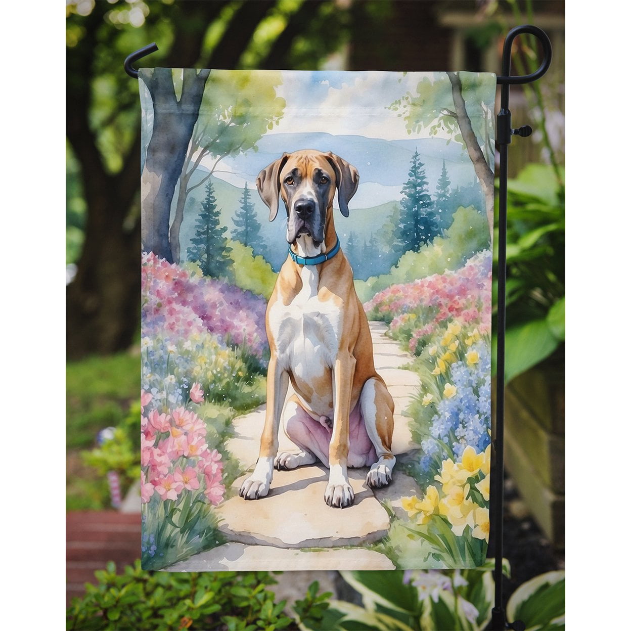 Great Dane Spring Path Garden Flag 11.25 in x 15.5 in