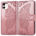 thumbnail image 2 of for iPhone 11 Wallet Case,Women Flip Folio Cover with Butterfly Embossed PU Leather Kickstand Credit Card Holder Slots  Detachable Wrist Strap for iPhone 11 6.1 inch (Rose Gold), 2 of 14