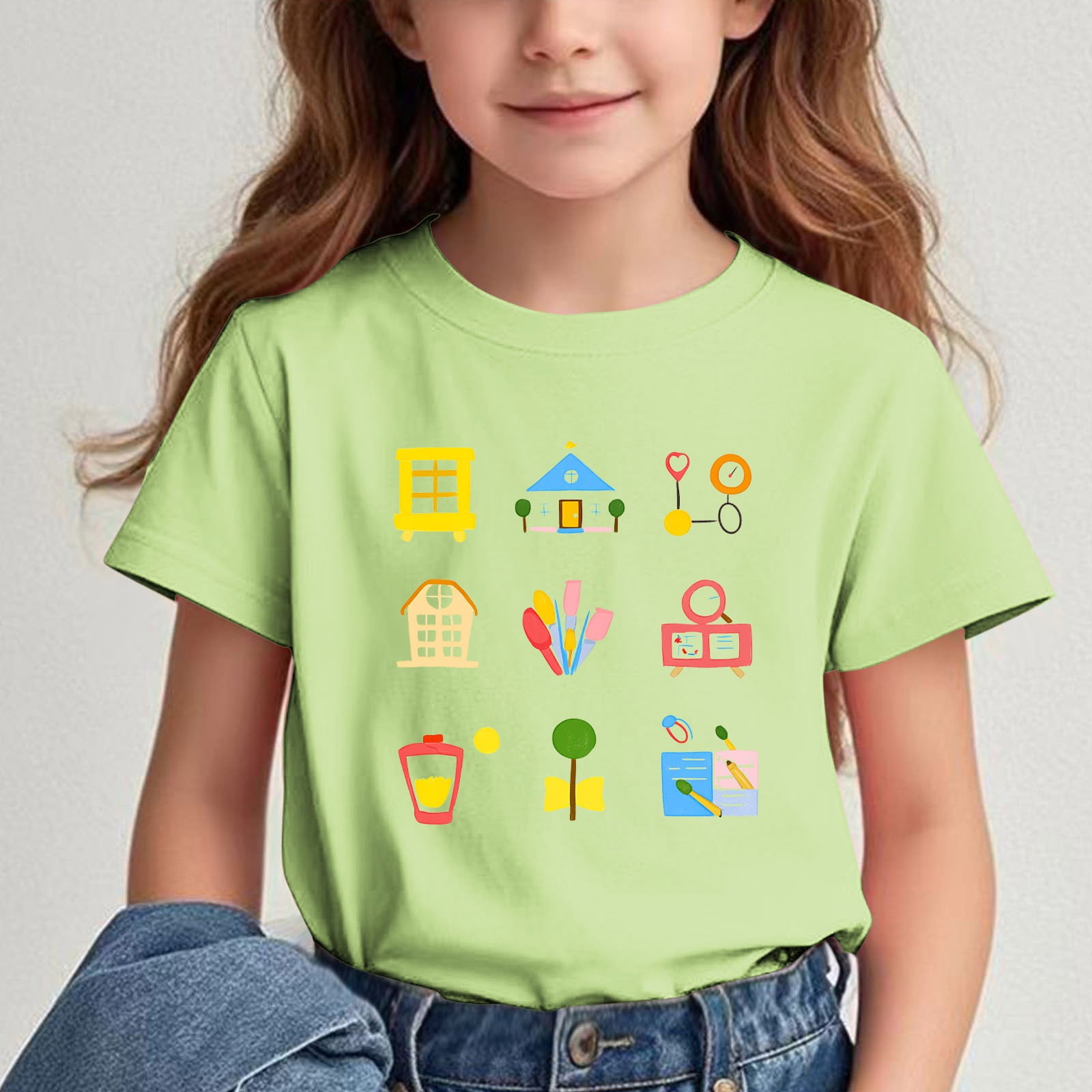 zbxnLI Toddler Short Sleeve Shirts Cartoon Graphic Summer Tops