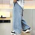 thumbnail image 5 of Teen Boys Denim Pants Baggy Cargo Pants High Elastic Waisted Straight with Pocket Classic Fit Pull On Boy's Clothing 11-12 Years, 5 of 5