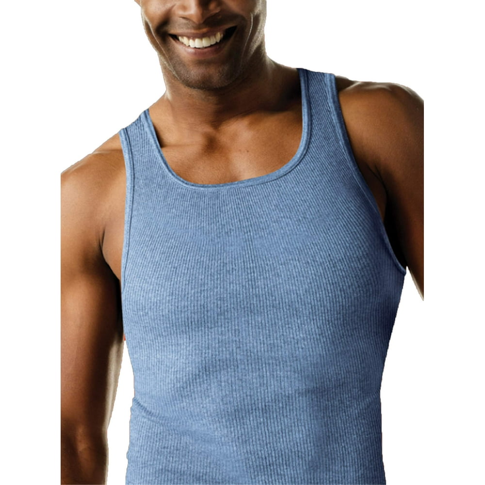 Hanes Hanes Men's ComfortSoft Tagless White Tanks, 3 Pack, Grey/Black