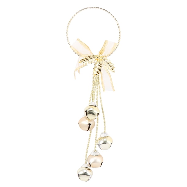 Adornos de campanas de Navidad, diseño de anillo colgante de hierro, colgante, decoración del árbol de Navidad, accesorios decorativos para el hogar, puertas, ventanas, jardín, patio (dorado)