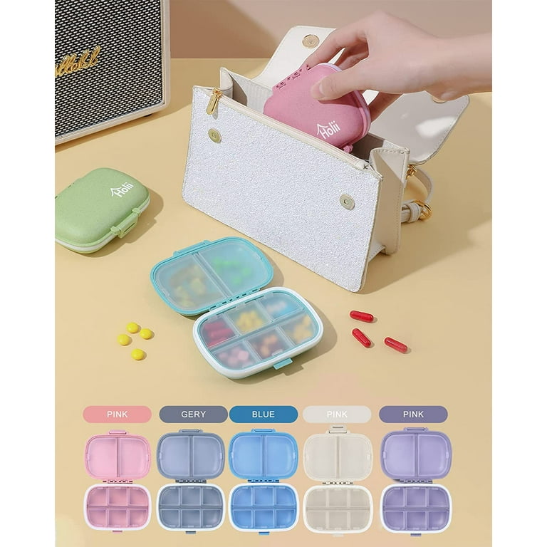Daily Pill Organizer, 8 Compartments Portable Pill Box