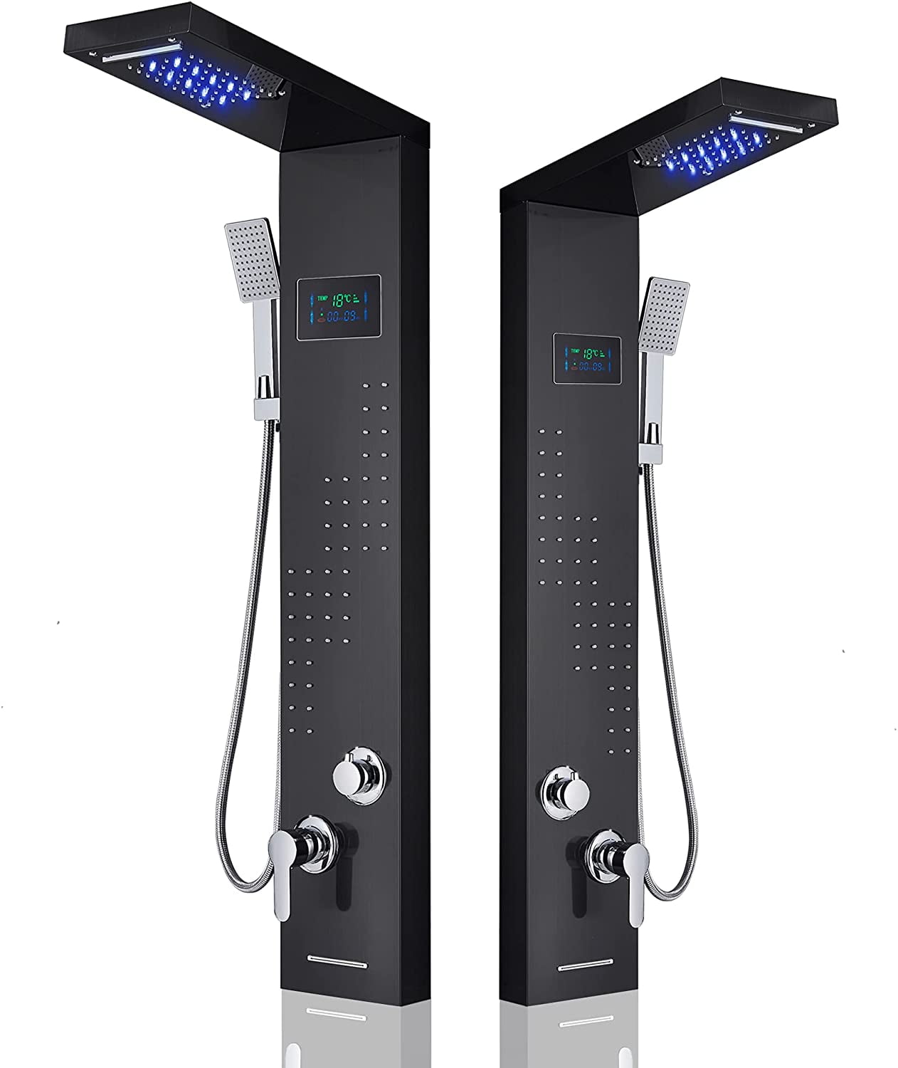 Zovajonia Led Shower Panel Tower System Black, Shower Tower with 6