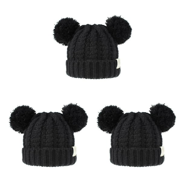 Sombrero Multicolor Minnieouse de Tejido mixto Diseño de doble capa para niños Negro