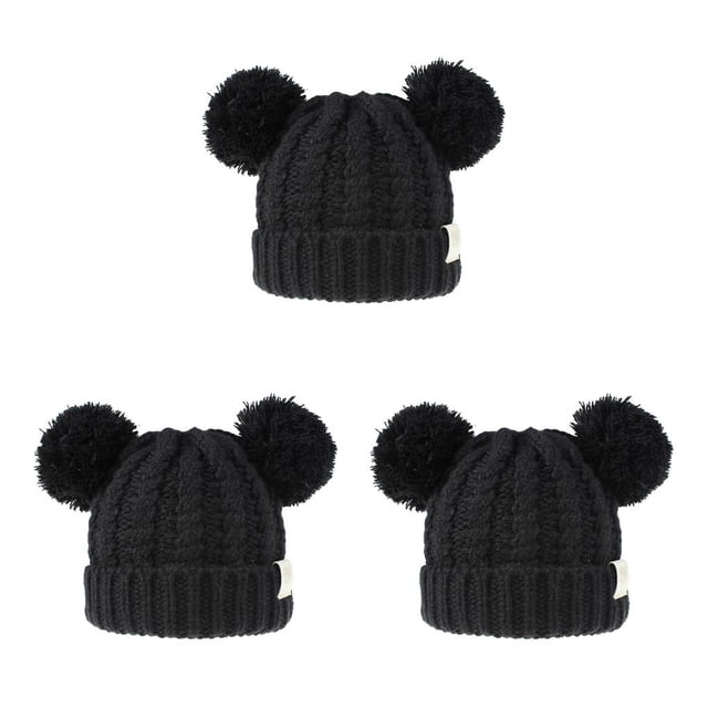 Qarigey Gorro lindo pompones esponjosos bolas de moda sombrero buena retención de calor gorras hermoso regalo para niños negro Type1 NO1 Qarigey CBP255456