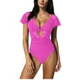thumbnail image 2 of purcolt Womens One-Piece Swimsuit Mesh Ruffle Bathing Suit Slimming Tummy Control Beach Modest Swimwear, 2 of 6