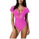 thumbnail image 1 of Traje de baño de una pieza para mujer, conjuntos de bikini para mujer, traje de baño bikini de tirantes sin espalda de color liso para mujer, conjunto de bikini con bloques de color y hombros descubie, 1 of 4