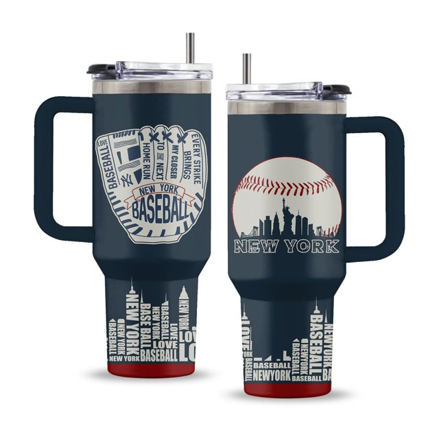 Vaso de béisbol Uibunoo de acero inoxidable con pajita, 1,2 L