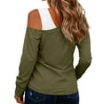 thumbnail image 6 of IROINNID Fall Shirts for Women Long Sleeve Color Block One Shoulder Blouse Drop Shoulder Casual Trendy Pullover Top for Summer, 6 of 6