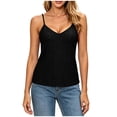 thumbnail image 4 of Yyeselk Womens V Neck Tank Tops Sleeveless Slim Fit Summer Camisole Adjustable Spaghetti Strap Eyelet Spring Shirts for Beach Vacation Casual Black L, 4 of 8