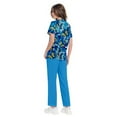 thumbnail image 4 of WTOBBY Plus Size Women's Short Sleeve Printed Scrubs Set, V-Neck with Pockets, Animal Floral Design, 2-Piece Nursing Uniform, Medical Workwear for Healthcare Workers,Blue L, 4 of 6