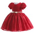thumbnail image 2 of Toddler Girls Elegant Floral Lace Flower Dress Wedding Baptism Pageant Formal Gown, 2 of 5
