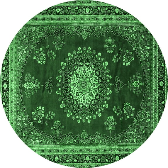 Ahgly Company Indoor Round Persian Emerald Green Traditional Area Rugs, 5' Round