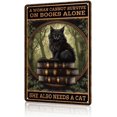thumbnail image 1 of Funny Garden Decor A Woman Cannot Survive On Books Alone She Also Needs A Cat Vintage Metal Signs Garden Tin Sign for Home Outdoor Wall Decor 12×16 Inch, 1 of 5