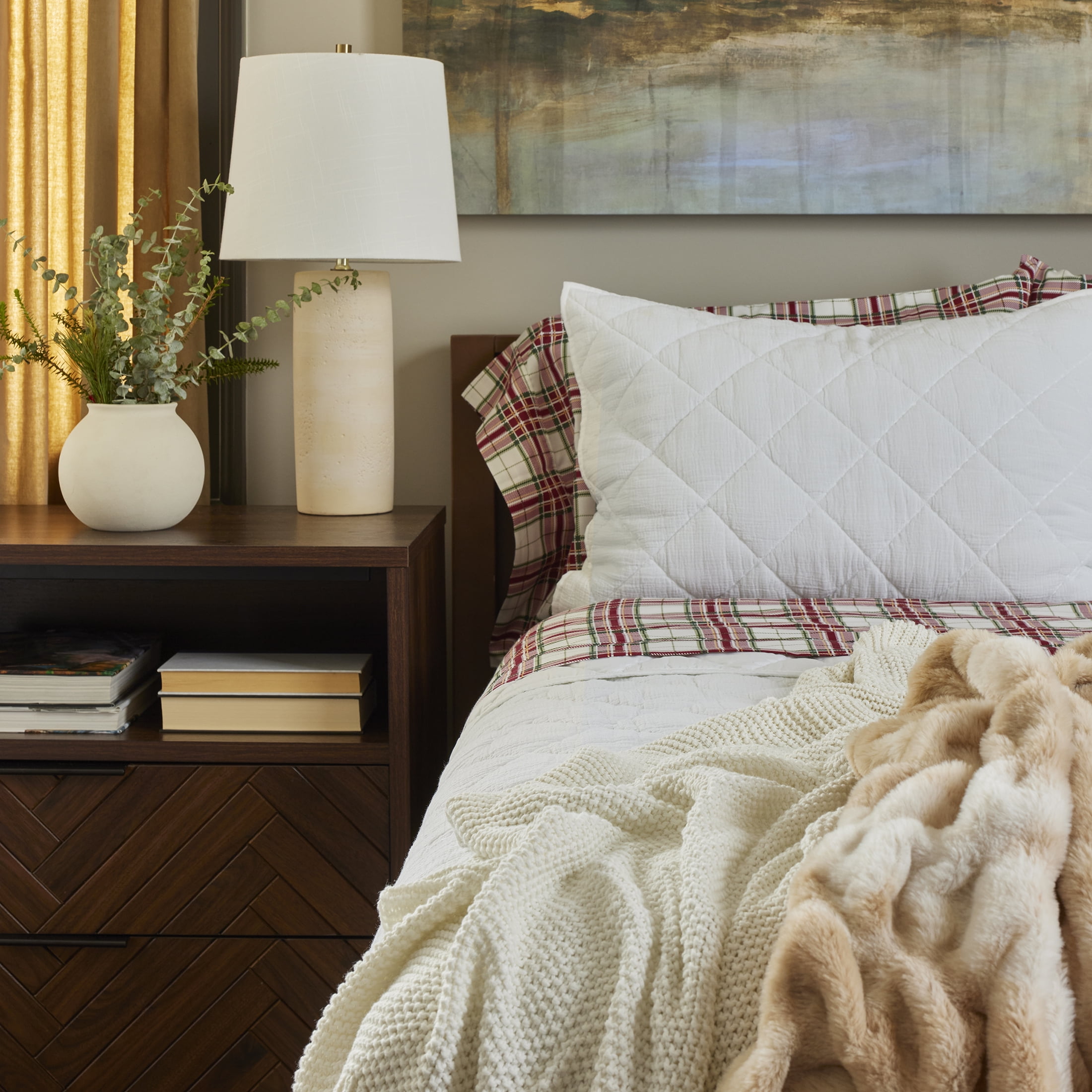 Better Homes & Gardens Natural Tie Dye Ruched Faux Fur Throw, 50"x72"