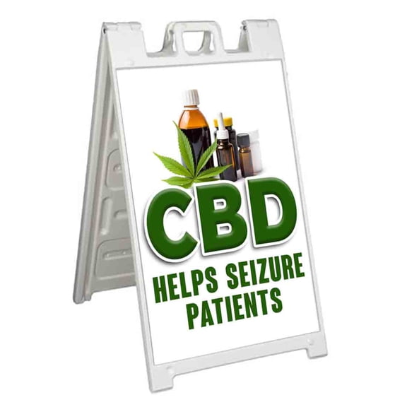 CBD Oil Helps Seizure Patients (24" X 36") Standard A-Frame Signicade, Includes Decal Applied To Stand