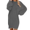 thumbnail image 1 of Chandail d'Hiver pour Femmes Tricoté Col Roulé Chaud Manches Longues avec Poche Mini Robe Chandail, 1 of 7