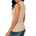 thumbnail image 7 of VBVC Women's Textured Zip Up Button Pocket Shirt,Ladies Collared V-Neck Sleeveless Blouse,Breathable Summer Office Daily Wear Tops For Women,Beige,S-2XL, 7 of 7