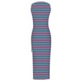 thumbnail image 4 of Sakmal Maxi Summer Dresses for Women Pink Square Neckline Sleeveless Striped Sexy Opening Slip Dress, 4 of 5