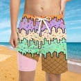 thumbnail image 2 of PRfgtbd Boys Swim Trunks Ice Cream Shorts With Compression Liner Casual Bathing Suit Elastic Waist Summer Beach Shorts For Kids Swimwear 3-4 Years, 2 of 4