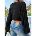 thumbnail image 4 of Women'S Scoop Neck Long Sleeve Sweater Slim Fit Ribbed Knit Solid Fashion Sweater Pullovers Black XS, 4 of 8
