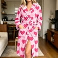 thumbnail image 2 of Wiyuqeen Love Heart Print Robes for Women Fleece Hooded Bathrobe Soft Fuzzy Sleepwear Warm Plush Fluffy Bath Robe with Pocket S-XXL, 2 of 10